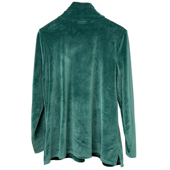 BELLE Kim Gravel Velour Turtleneck Womens Top Medium Green Velvety Soft Pullover - Picture 3 of 7